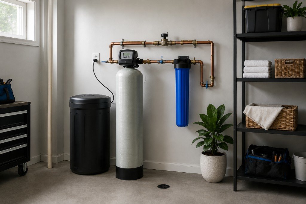 Water treatment tanks installed for private well water quality