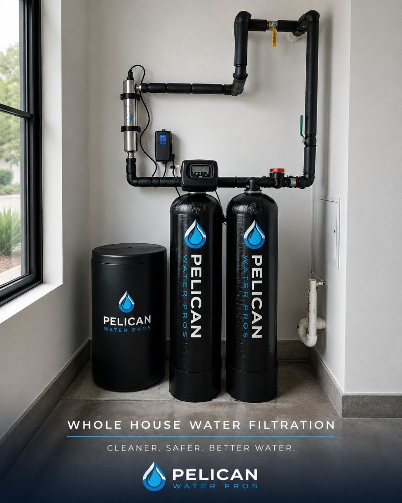 Whole-home water treatment equipment that supports softer water throughout the house